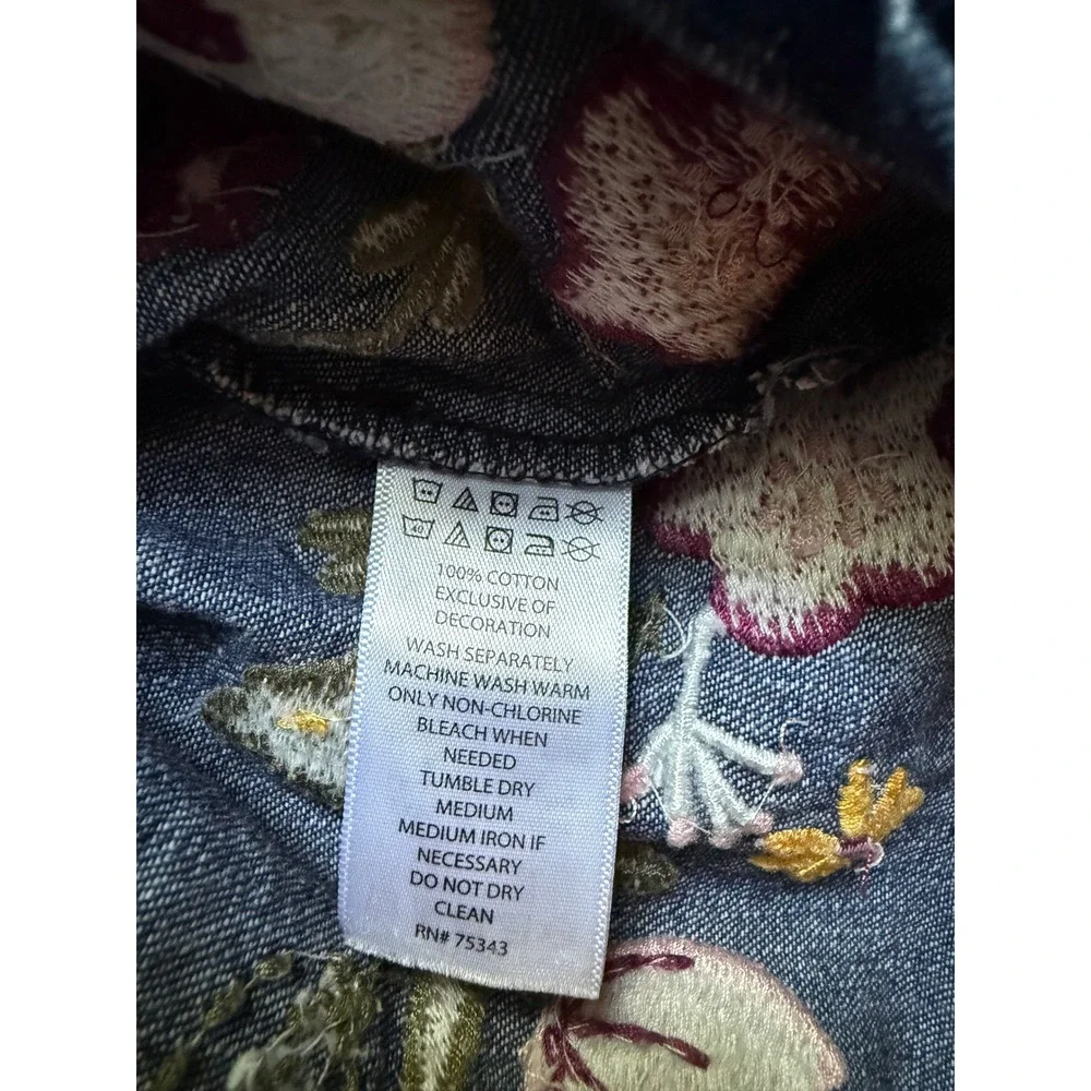 Artisan NY‎ Kids Girls Blue Denim Floral Embroidered Short Sleeve Dress Size 2T